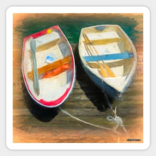 Boats Tied on the Landing Sticker